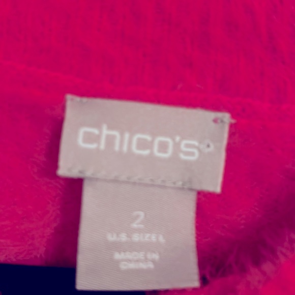 Chico’s Large hot pink fuzzy sweater - Picture 3 of 3